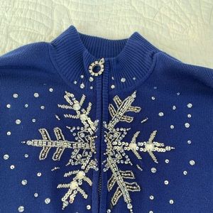 Blue snowflake sparkle sweater
